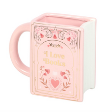 I Love Books Pink Book Shaped Mug