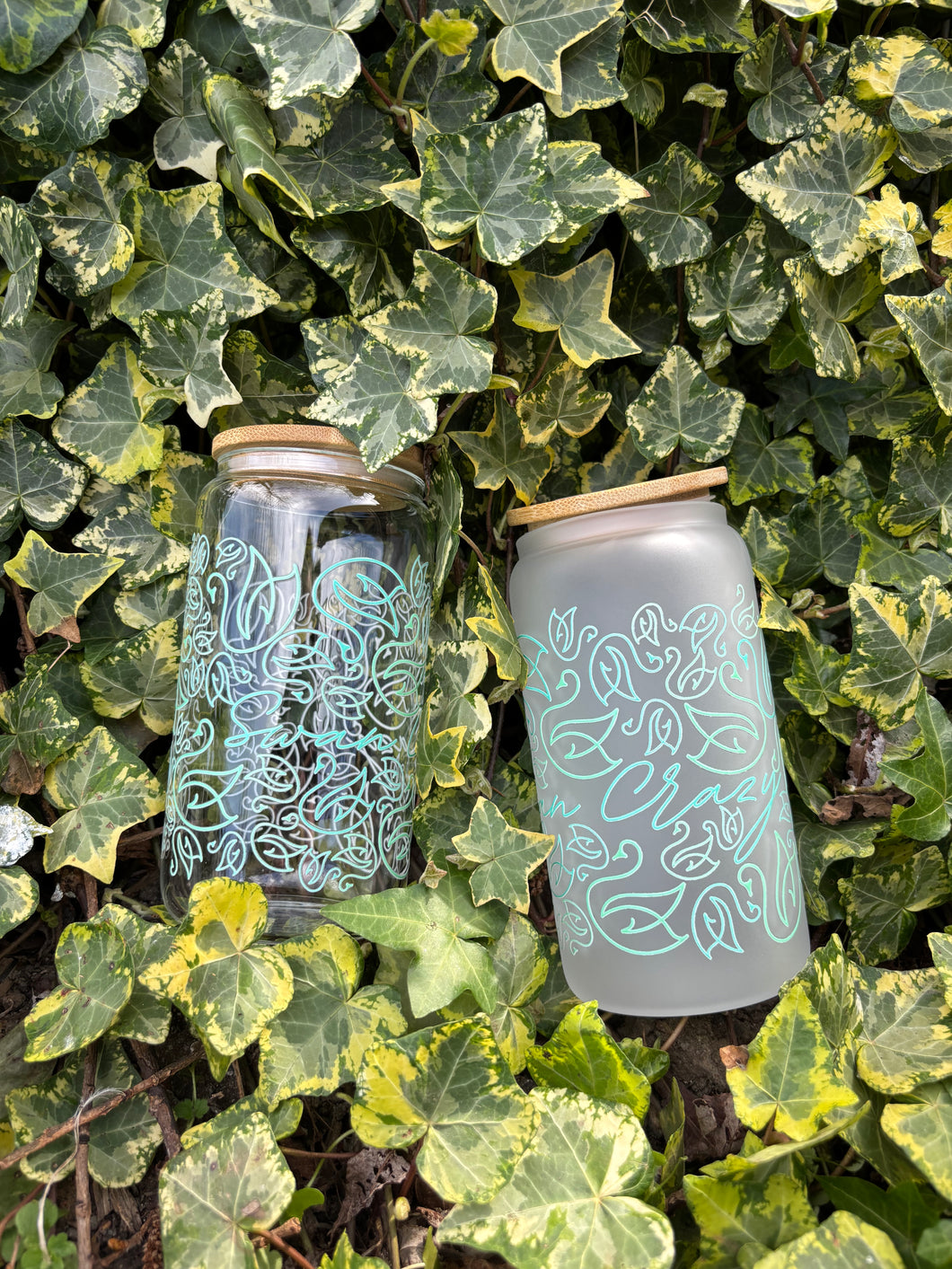 Green Swan crazy Glass tumbler