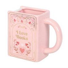 I Love Books Pink Book Shaped Mug