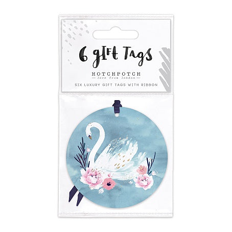 Round Swan gift tags (set of 6) light blue